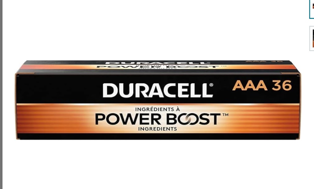 Duracell MN15P36 Standard Battery, AAA, Alkaline, PK36 Lighting, 36 Count (Pack of 1), Black
