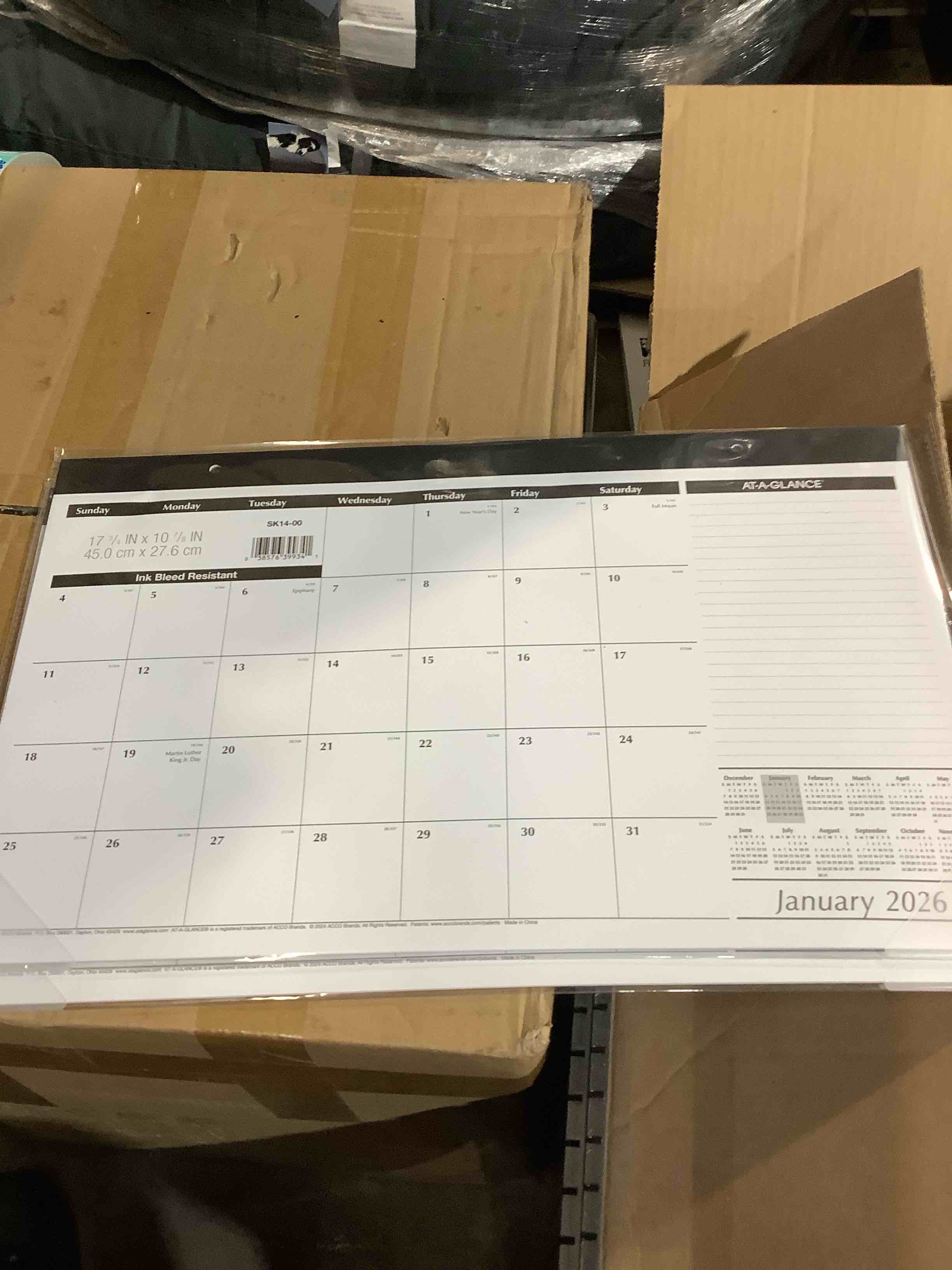 AT-A-GLANCE 2026 Monthly Desk Pad Calendar Compact 17 34 x 11 - Desk Pad