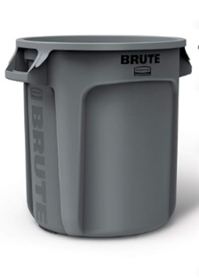 Round Brute Container  Plastic  10 gal  Gray 2610 GRA