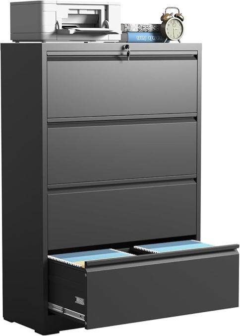 4 drawer metal lateral cabinet