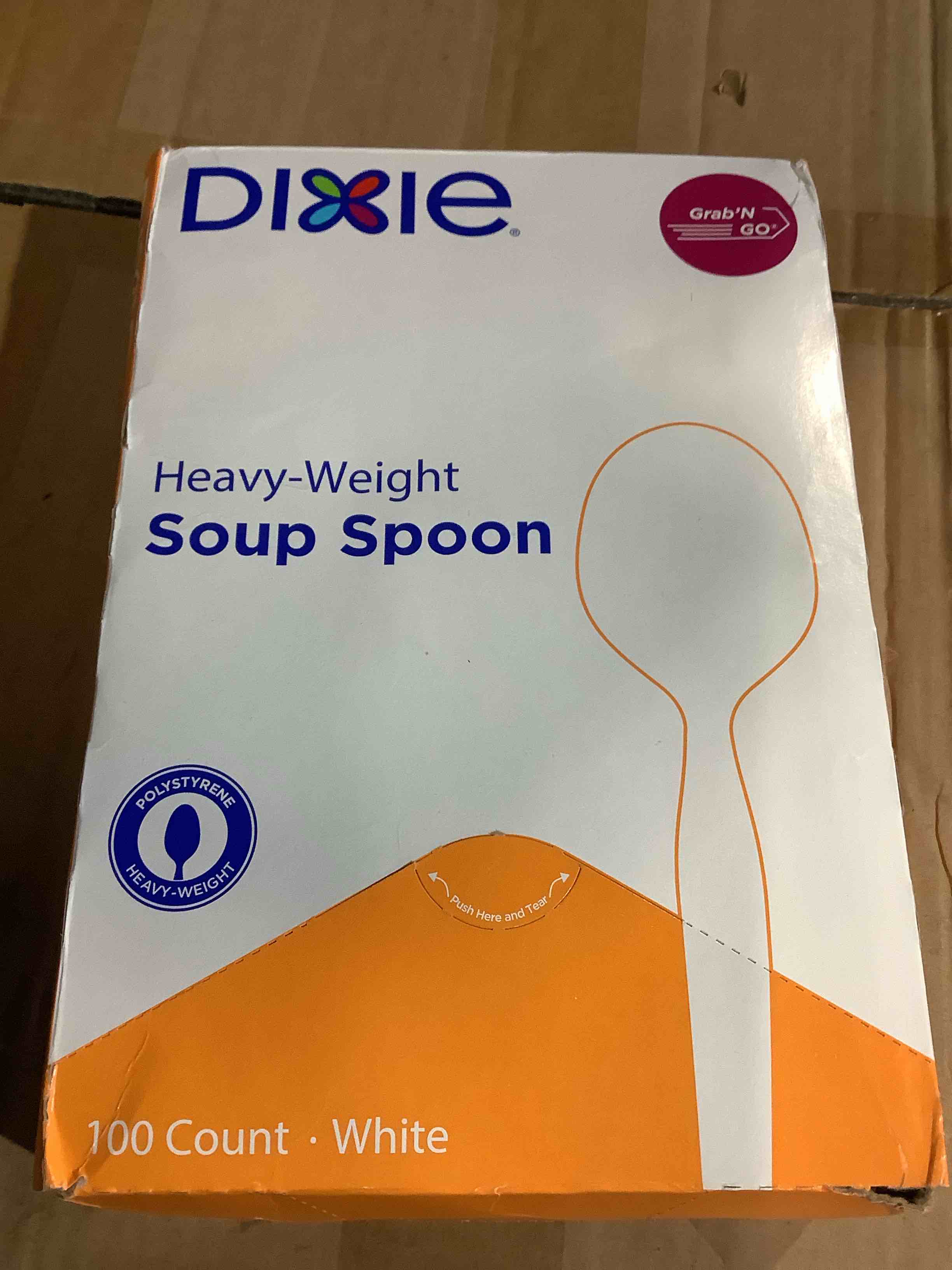 Dixie Plastic Cutlery  Heavyweight Soup Spoons  White  100/Box
