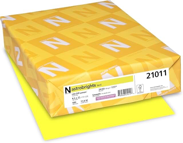 Neenah Paper Astrobrights Colored Paper 24lb 8-1/2 x 11 Lift-Off Lemon 500 Sheets/Ream 21011