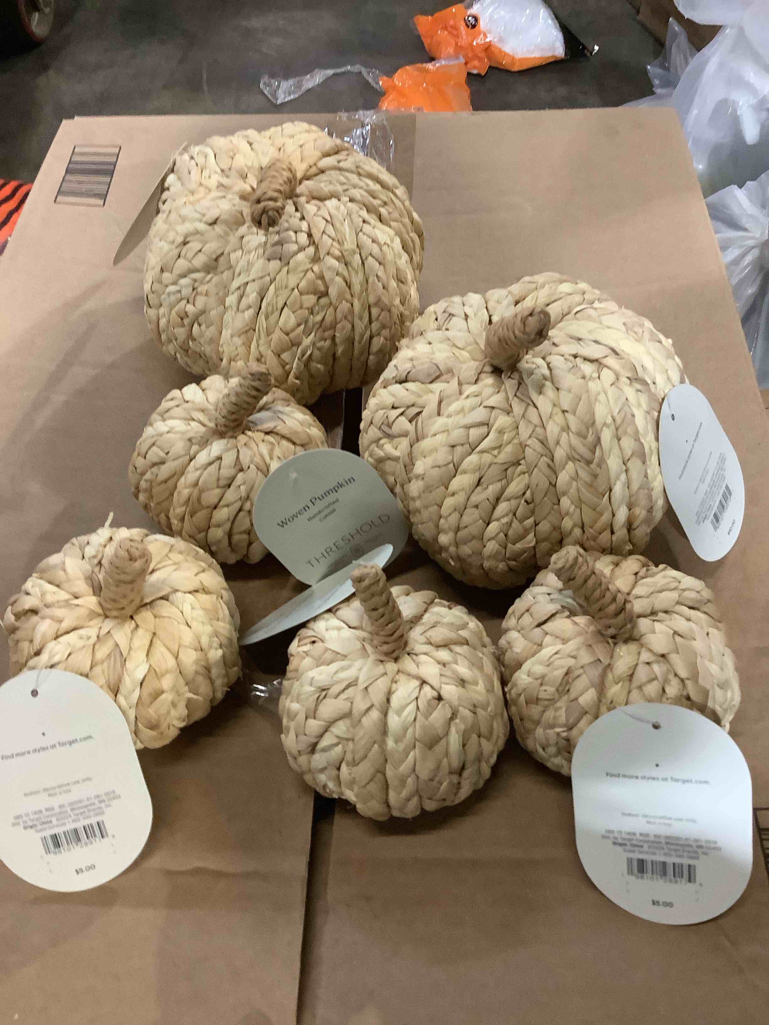 Medium Woven Pumpkin Light Pumpkin Figurines - Threshold™