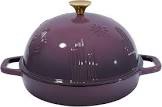 Bread Oven Cast Iron Bread Dutch Oven with Cloche Lid for Bread Baking Magenta Enameled Cast Iron Bread Oven with Dome Lid for Sourdough 5 qt