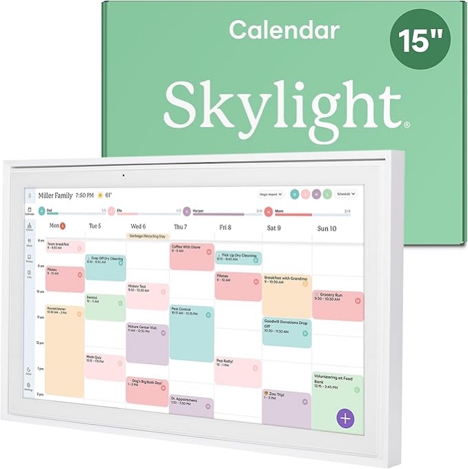 Skylight Calendar: 15 inch Digital Calendar & Chore Chart, Smart Touchscreen Interactive Display for Family Schedules - Wall Mount Included, POWERS ON