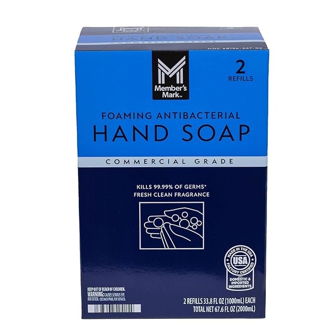 Members, Mark foaming antibacterial, hand soap, two refills