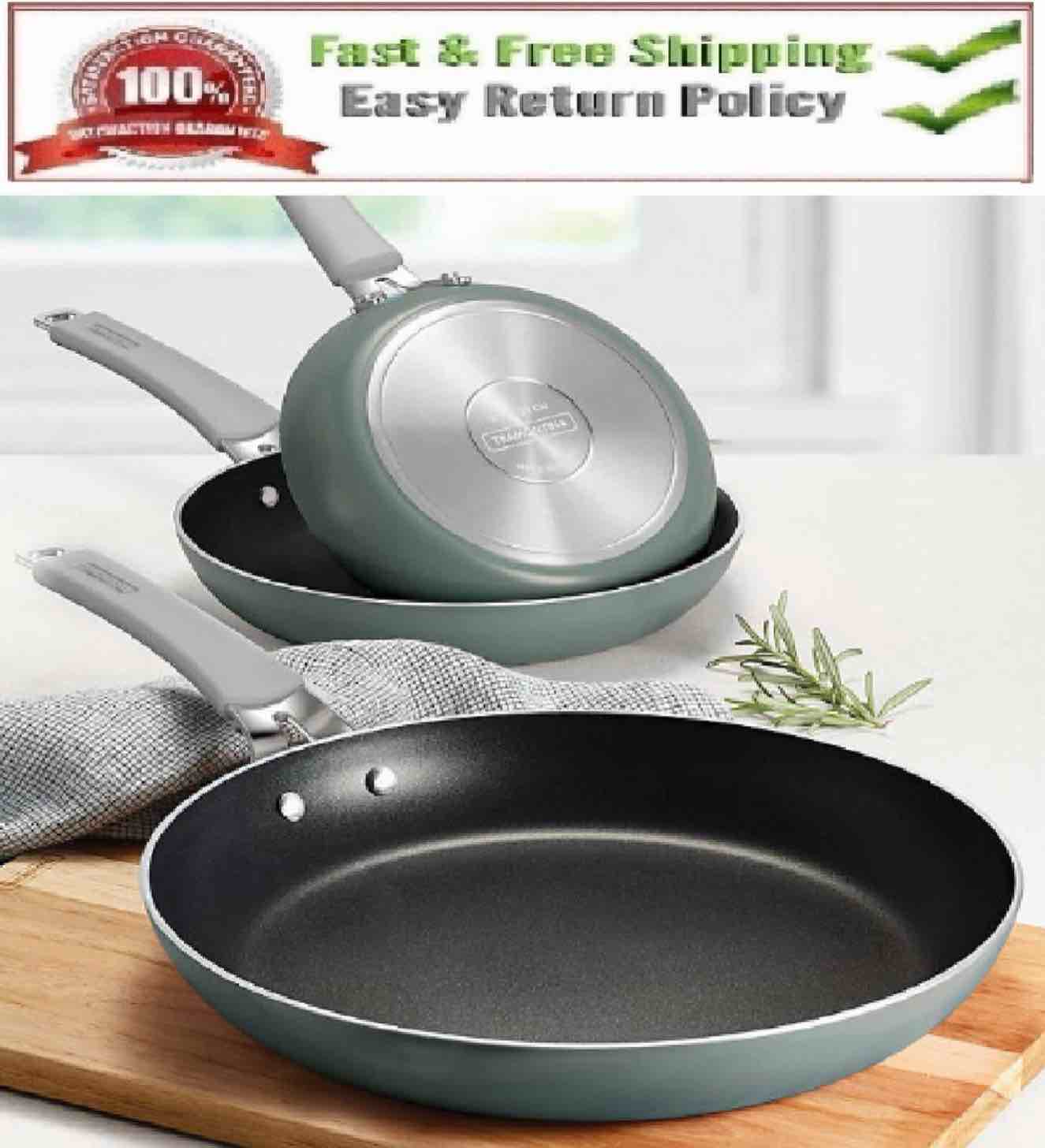 Tramontina 3 piece non-stick fry pans, gray