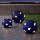 Members, Mark blue ceramic globes with LED lighting
