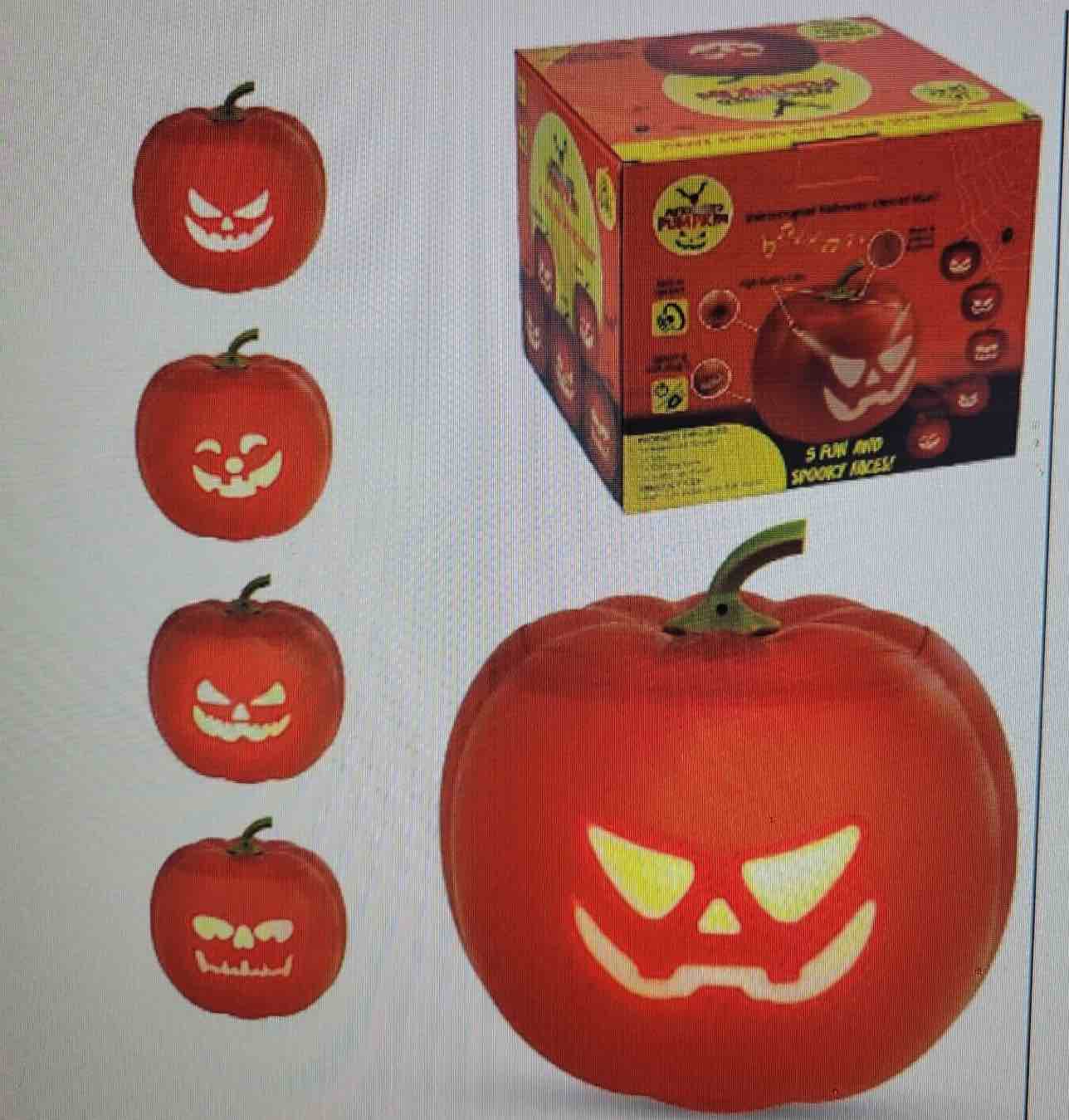 Automated Pumpkin  music with five fun and spooky faces, 5 vibrant expressions