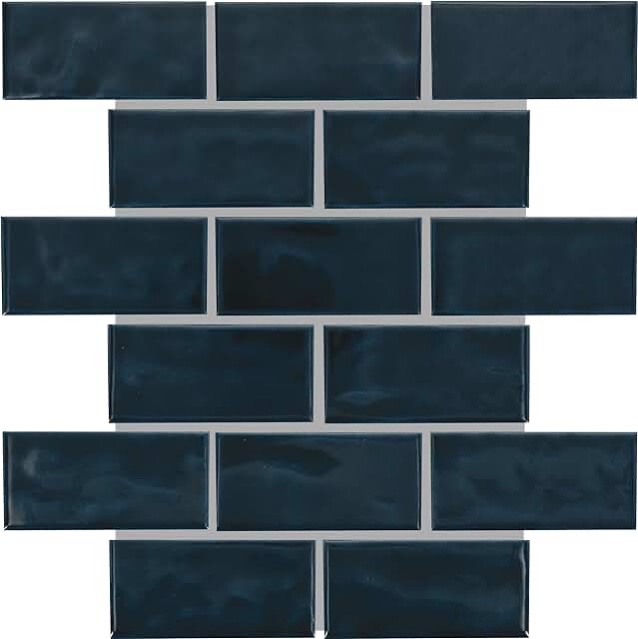 Zellige 2” x 6” Terra Cotta Brick Lock Wall tile blue, 1 Box