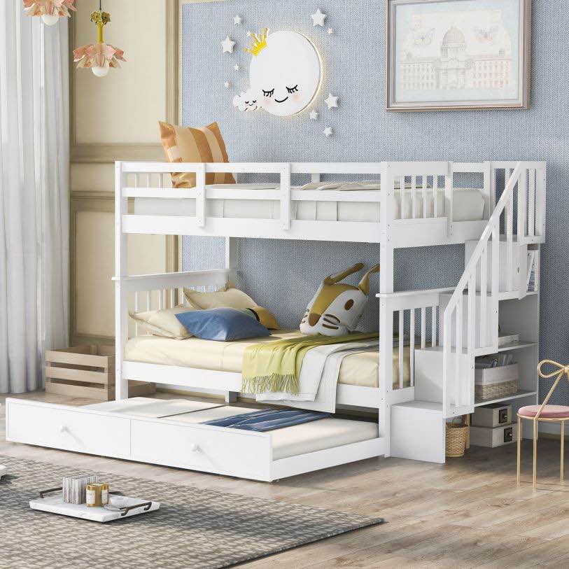 Stairway Twin-Over-Twin Bunk Bed w/ Twin Trundle, White, box 3 of 3