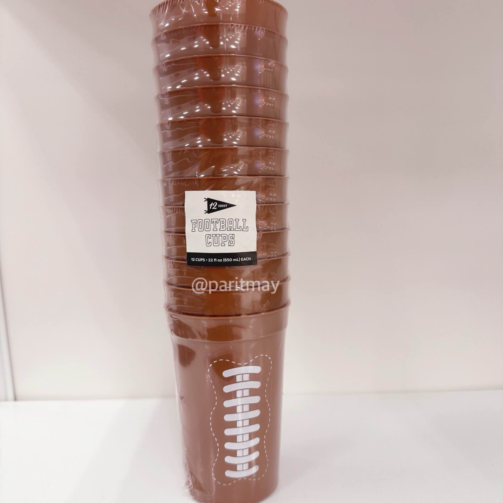 12pk 22 fl oz Football Reusable Plastic Cups Bulk Football Party Supply