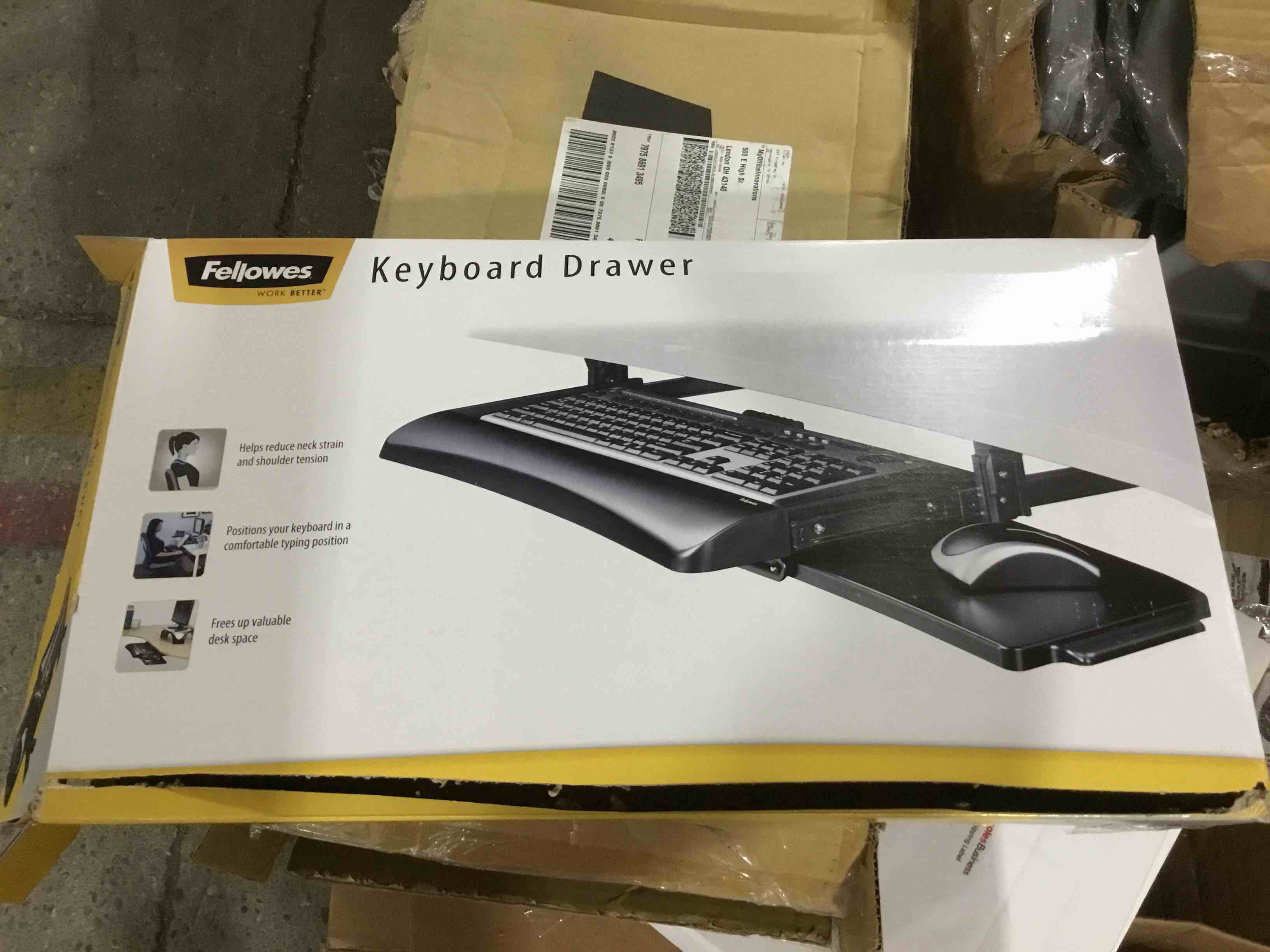 fellowes office suites underdesk keyboard drawer, black/silver (9140305)