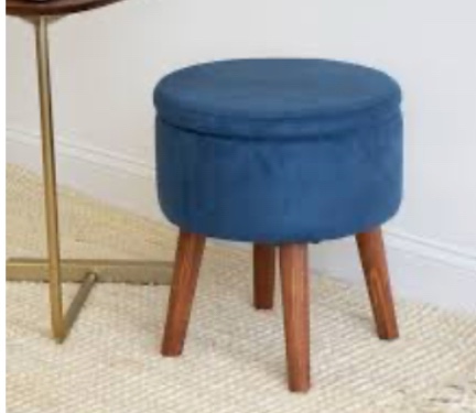 Sloan Round Velour Storage Ottoman Blue - Humble Crew