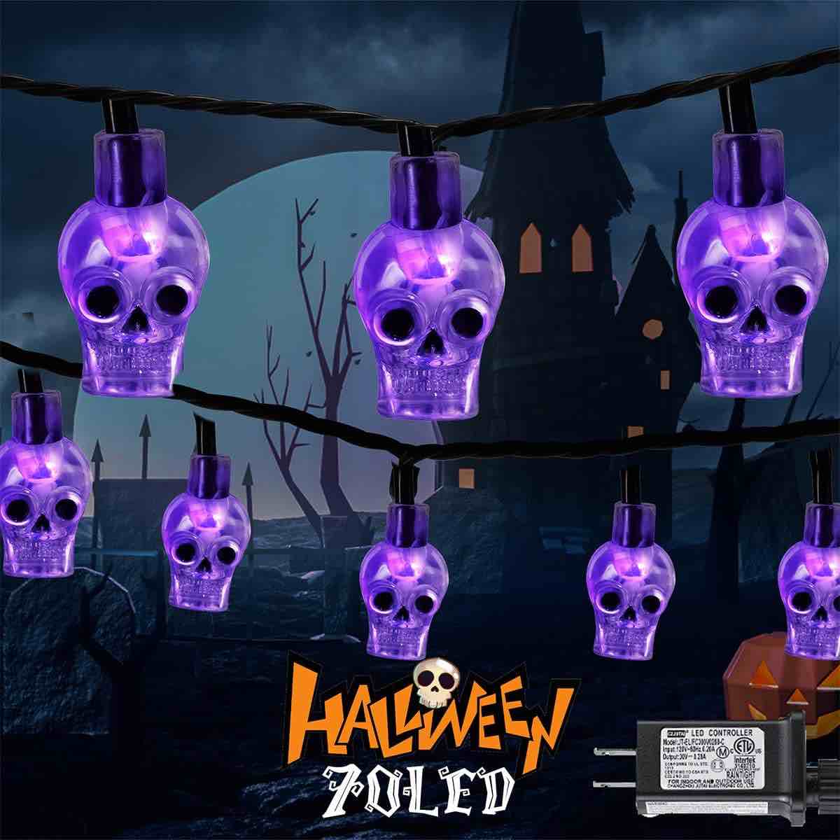 ILLUMINEW holloween skull outdoor lights blue 16.4 ft