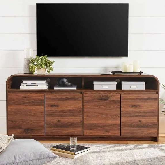 better Homes & Gardens Gillette curved TV stand for TVs up to 75 inch walnut color