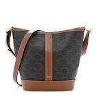 CELINE  Triomphe Canvas Calfskin Small Bucket Bag Tan