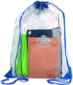clear drawstring bag, for stadiums, sporting events - 14” x 17”