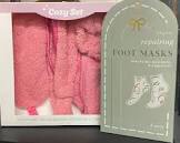 NEW 4 Piece Cozy Set With Sleep Mask, Headband, Scrunchie Crew Socks 