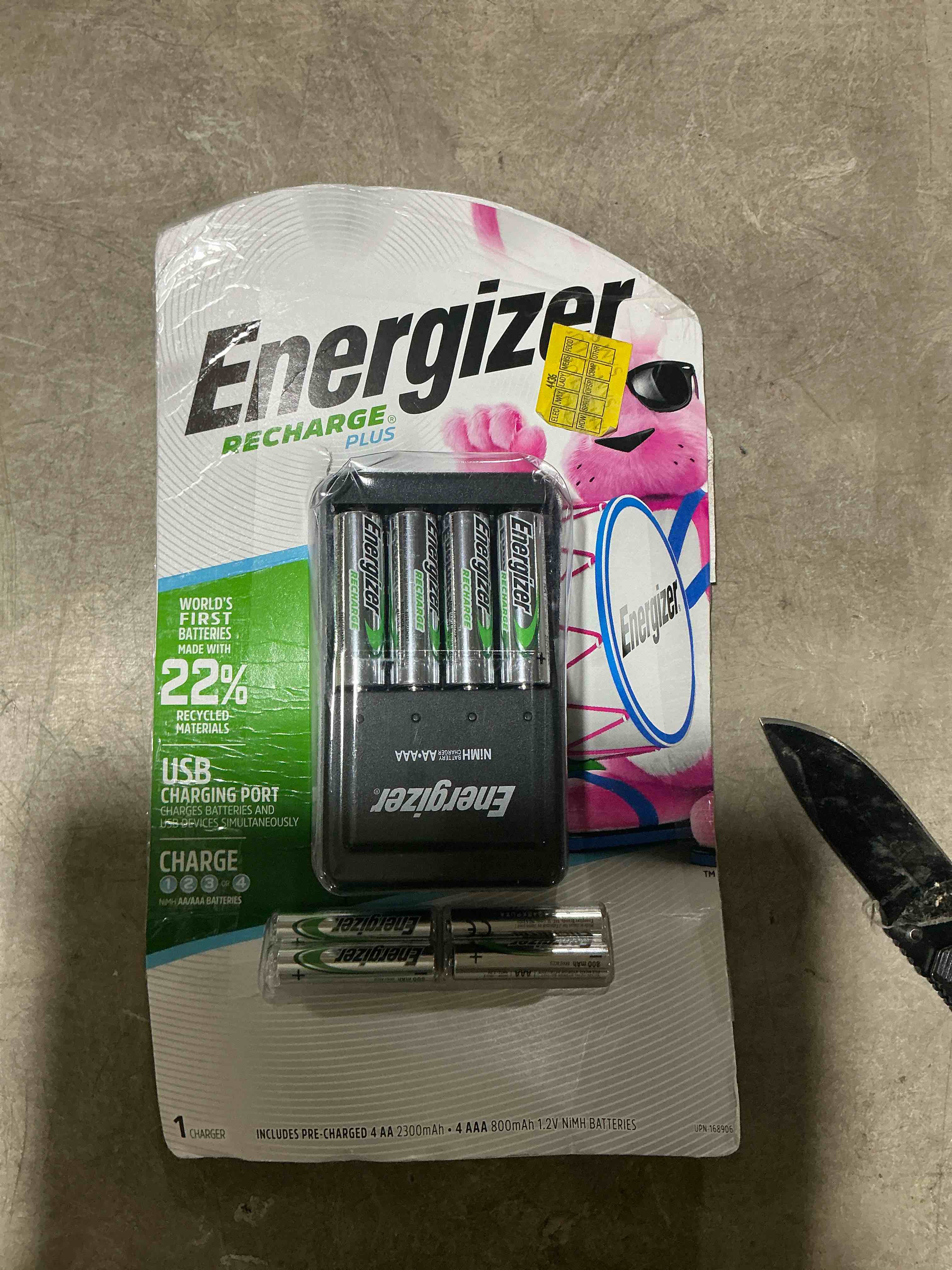 Energizer Recharge Plus USB Charging Port Including 4 Pre-Charged AA and AAA Batteries