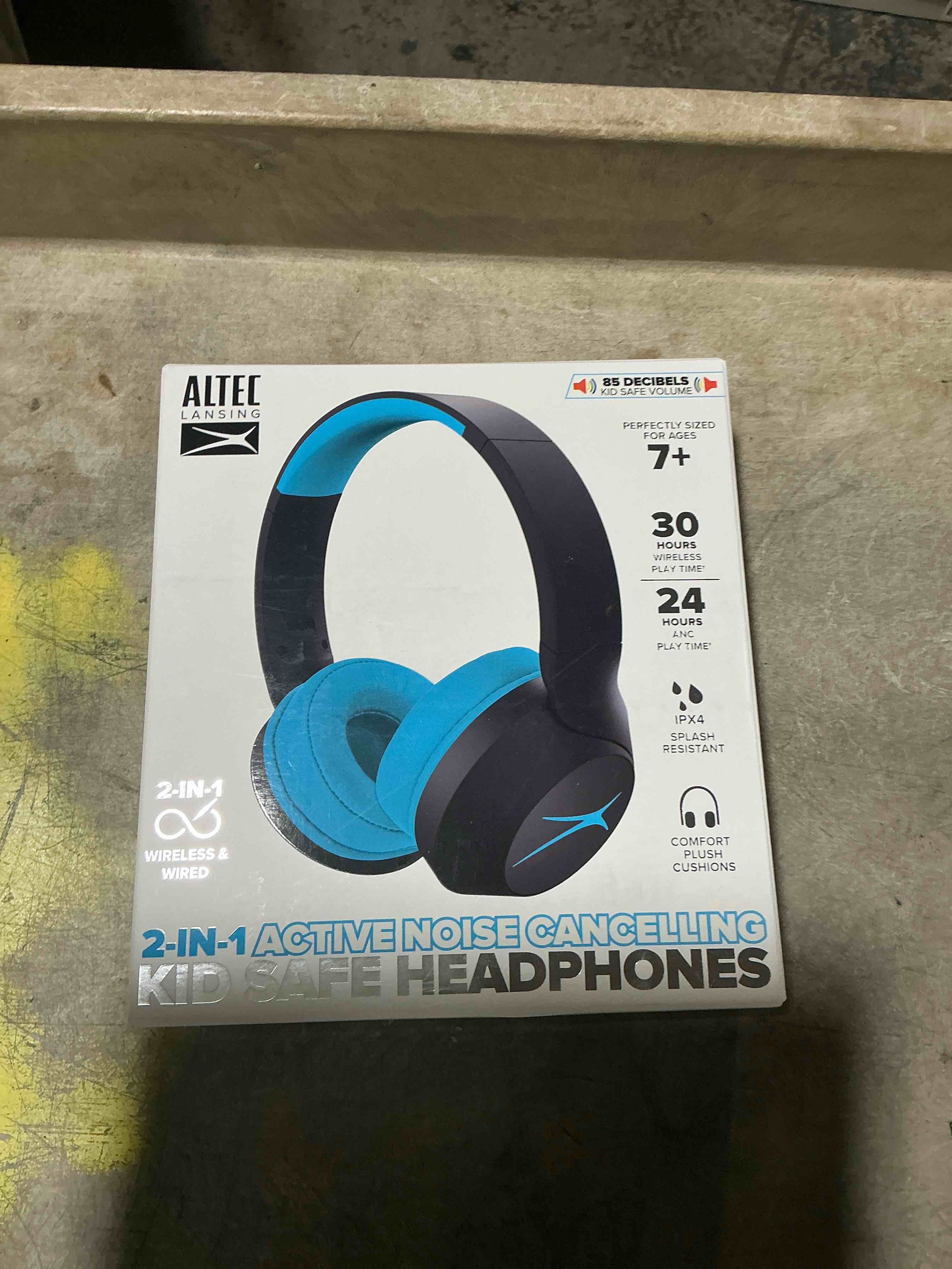 altec lansing kid safe 2-in-1 anc headphones, blue, mzx4500