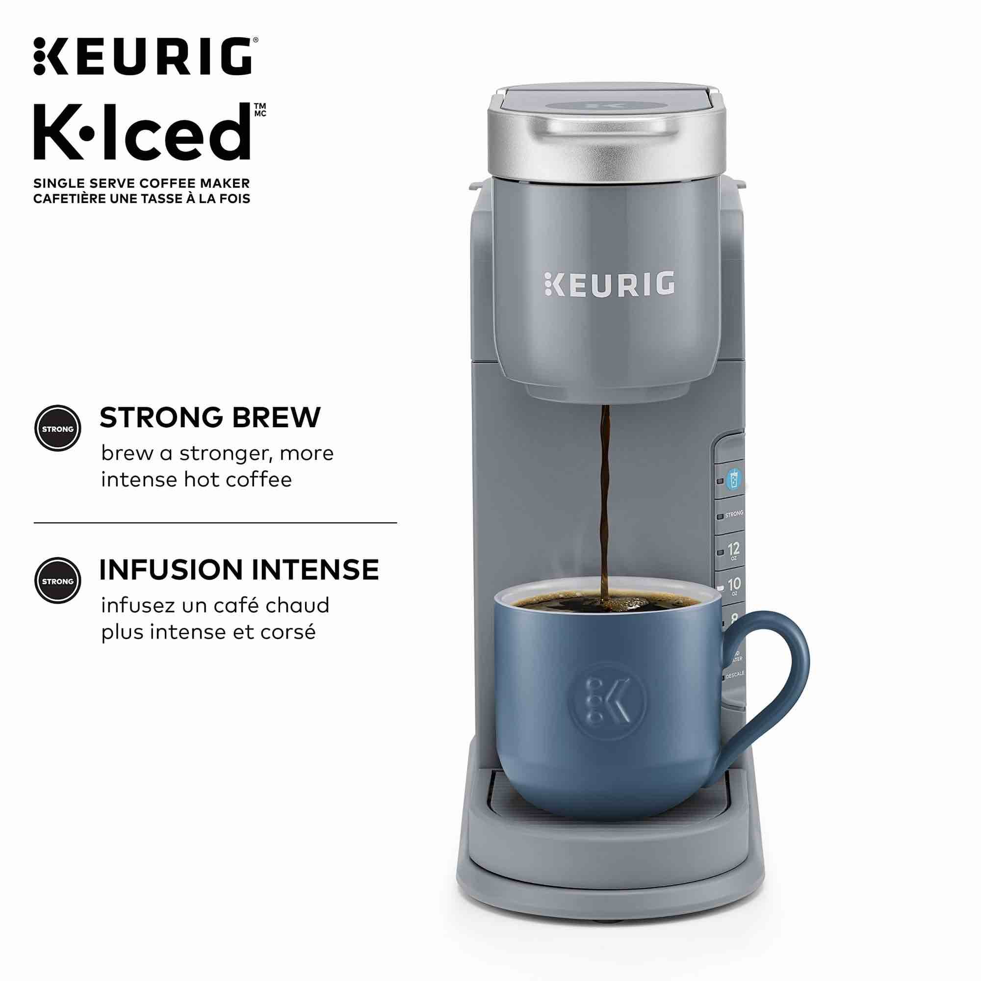 keurig k-iced single serve k-cup pod coffee maker, gray