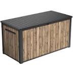 Keter Signature Collection 170 Gallon Resin Deck Box Organization and Storage Box for Patio Outdoor Cushions, Throw Pillows, Garden Tools and Pool Supplies, Pine