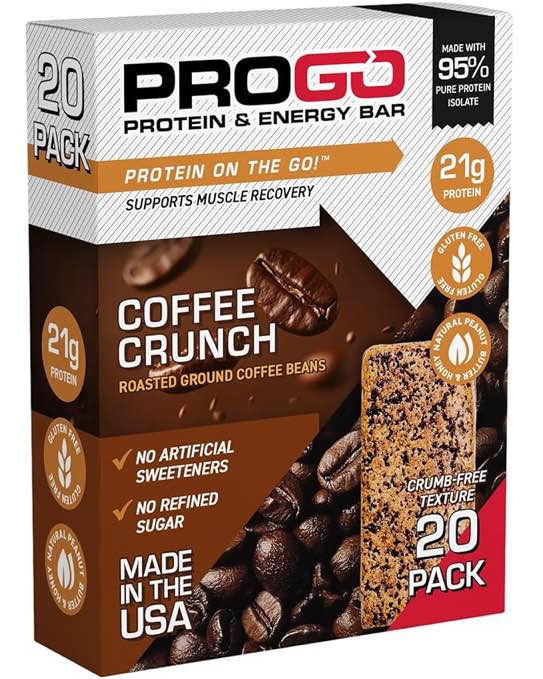 (Best By :02/20/27) ProGo Protein Bars, Low Sugar, High Protein (21g) - 95% Pure Isolate for Faster Muscle Growth, Colla