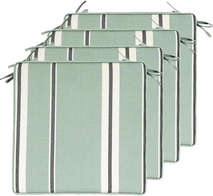 Pack of 4 Outdoor Seat Cushion with Double welt 20" x 20" x 2.5", Zipper, Foam (Lawn Dobby, Zipper, Foam)