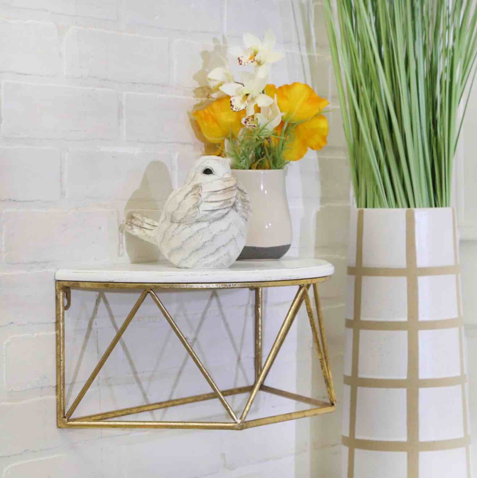 Demilune Wall Shelf Rustic Bedroom and Bathroom Shelves