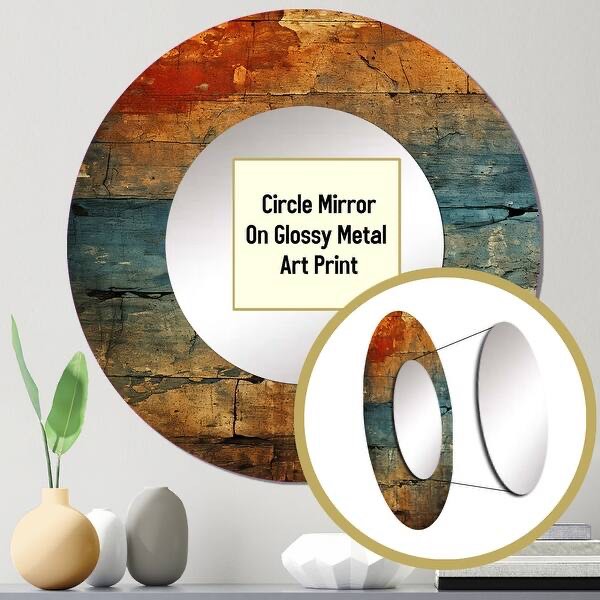 (Similar image) Designart "Passage Of Time Vintage Nutshell And Retro Blue" Abstract Mirror Irregular 