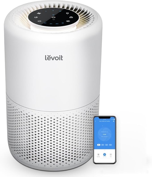 LEVOIT Air Purifier for Home Bedroom, Smart WiFi Alexa Control, Covers up to 916 Sq.Foot, 3 in 1 Filter for Allergies, Pollutants, Smoke, Dust, 27dB Quiet, Core 200S-P, white 