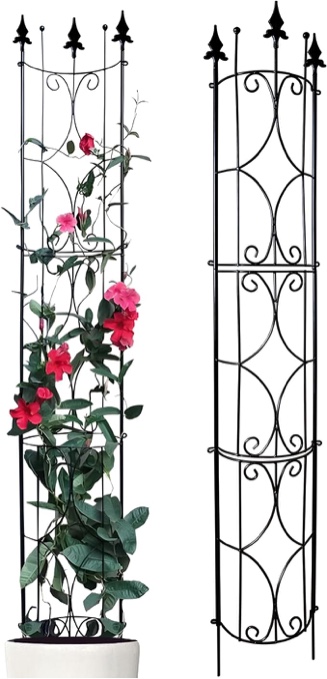 Garden Trellis 2 Pack 72'' H x 12'' W Metal Plant Trellis Indoor/Outdoor Metal Garden Trellis Plant Trellis for Potted Plants Climbing Houseplants Flowers Black