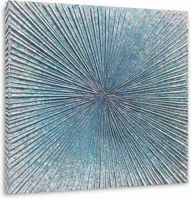 Yihui Arts Hand Painted Wall Art Teal Grey White Golf Foil Paintings Pictures For Living Room Decoration 24x24IN Multi 4