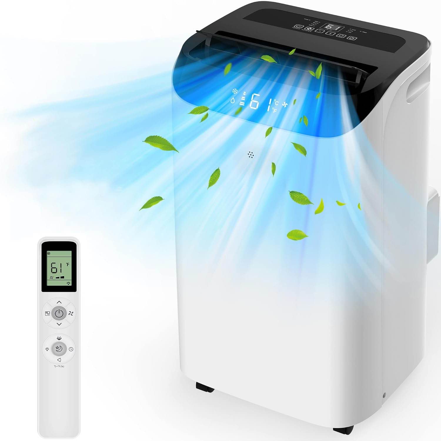 12000 btu portable air conditioners with remote control, 3-in-1 free standing cooling ac unit with fan & dehumidifier, cools room up to 500 sq.ft, smart/sleep mode,3 speed,24h timer,window kit