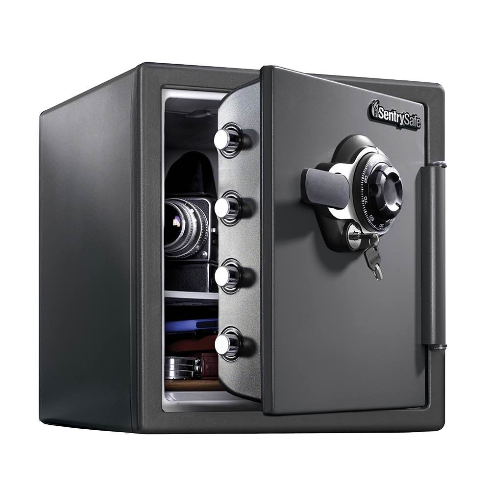 sentrysafe sfw123dsb fireproof safe and waterproof safe with dial combination 1.23 cubic feet gray