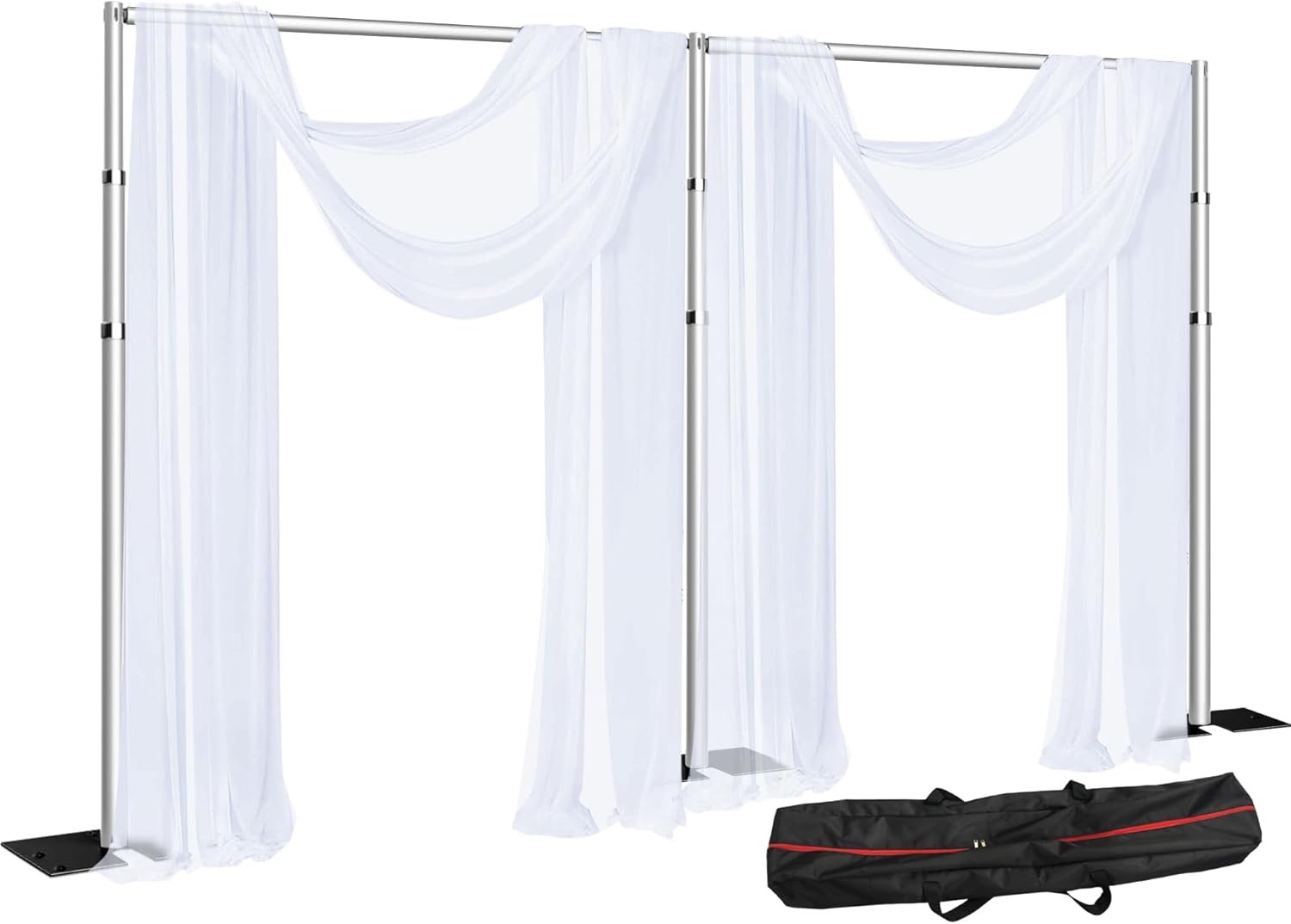 slow dolphin 20 x 10ft pipe and drap photo studio backdrop stand kit, heavy duty adjustable frame backdrop stand with carry bag for event, birthday party, displays and wedding decoration.