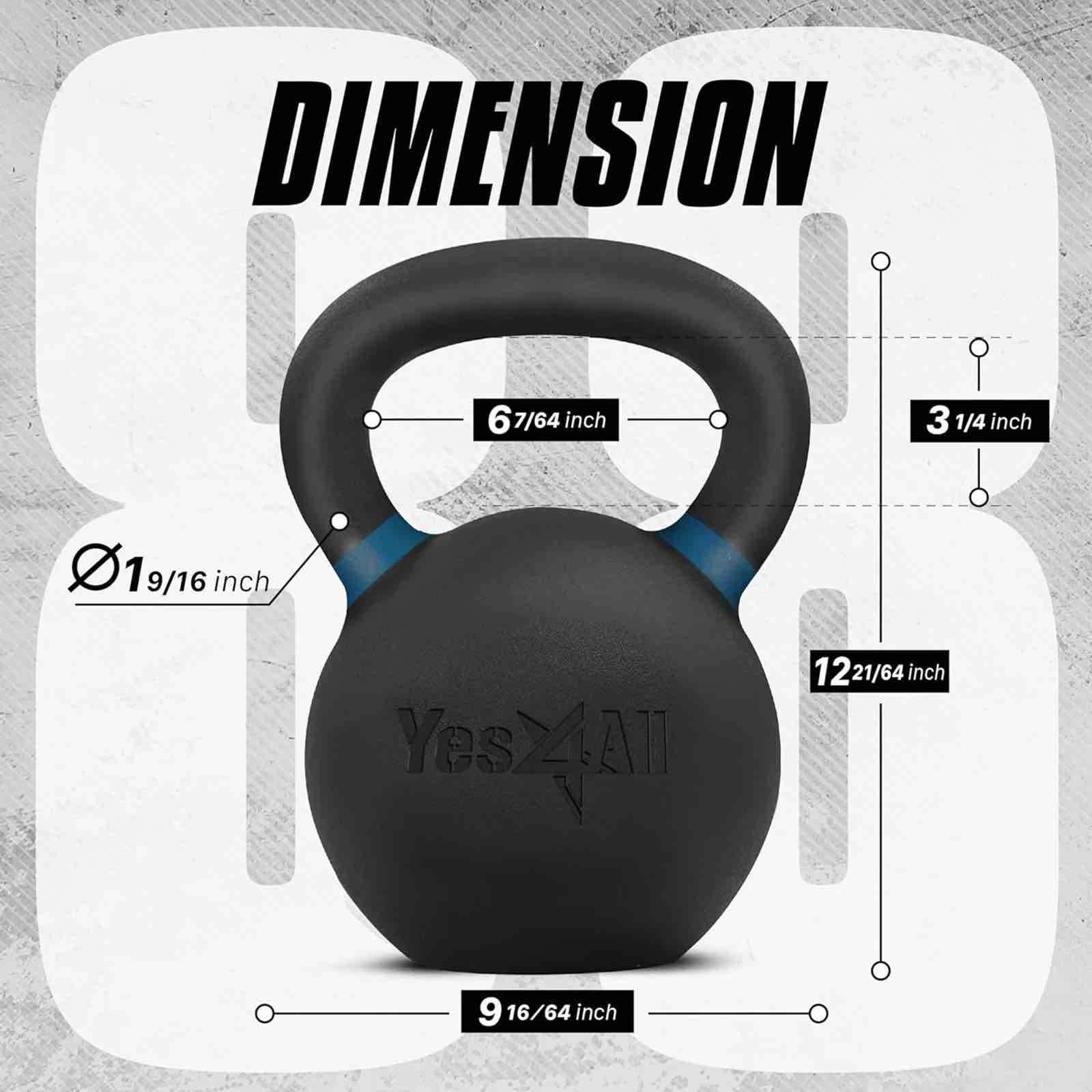 Condition photo showing Good Condition for yes4all 88 pound kettlebell, single powder coated cast iron weight, deep blue