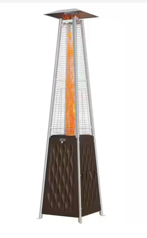 EAST OAK Pyramid Patio Heater, 48,000 BTU Outdoor Patio Heater, Quartz Glass Tube Propane Heater, Triple Protection System, With Wheels, Outdoor Heater for Commercial & Residential, Coffee Bronze