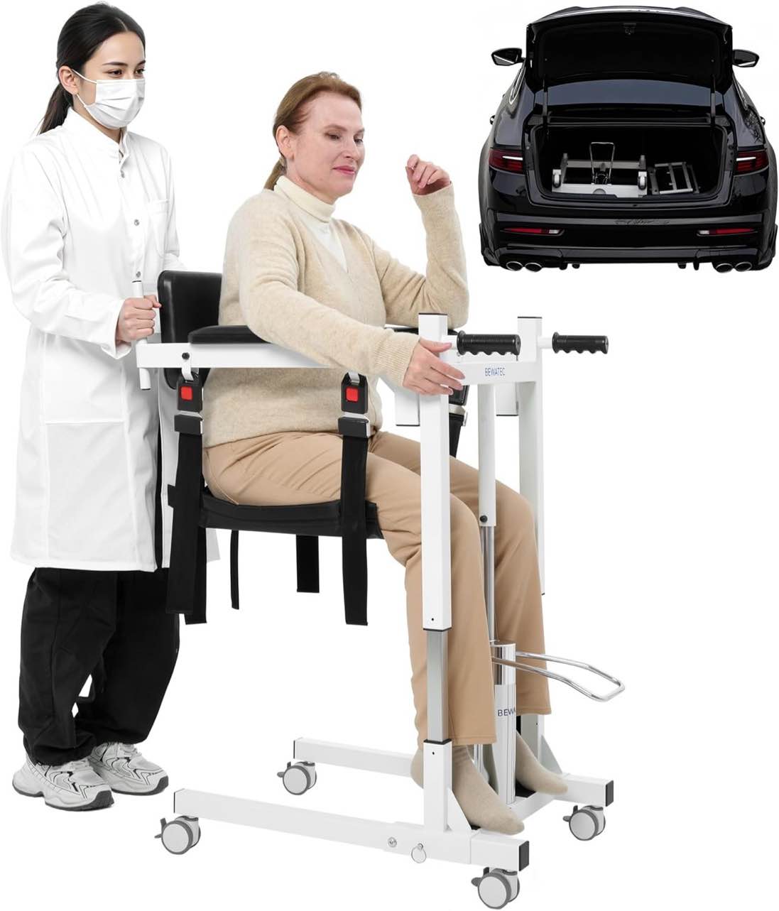 BEWATEC Hydraulic Patient Lift Portable Folding Transfer Chair