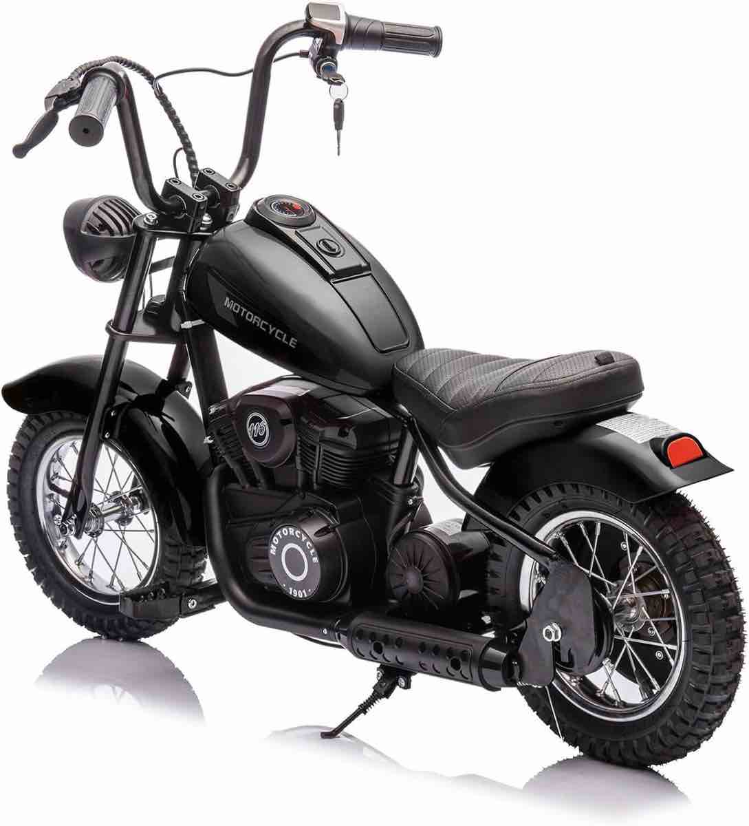24V 9AH Electric Dirt Bike for Kids, 250W Strong Motor 13.6MPH Fast Speed Electric Retro Off-Road Motorcycle, Leather Seat Dirt Bike, LED Lights, Air-Filled Tires