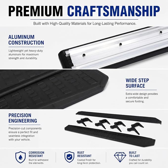 6" Running Boards Side Steps Nerf Bars. Aluminum Frame. Use preview to Determine Compatibility