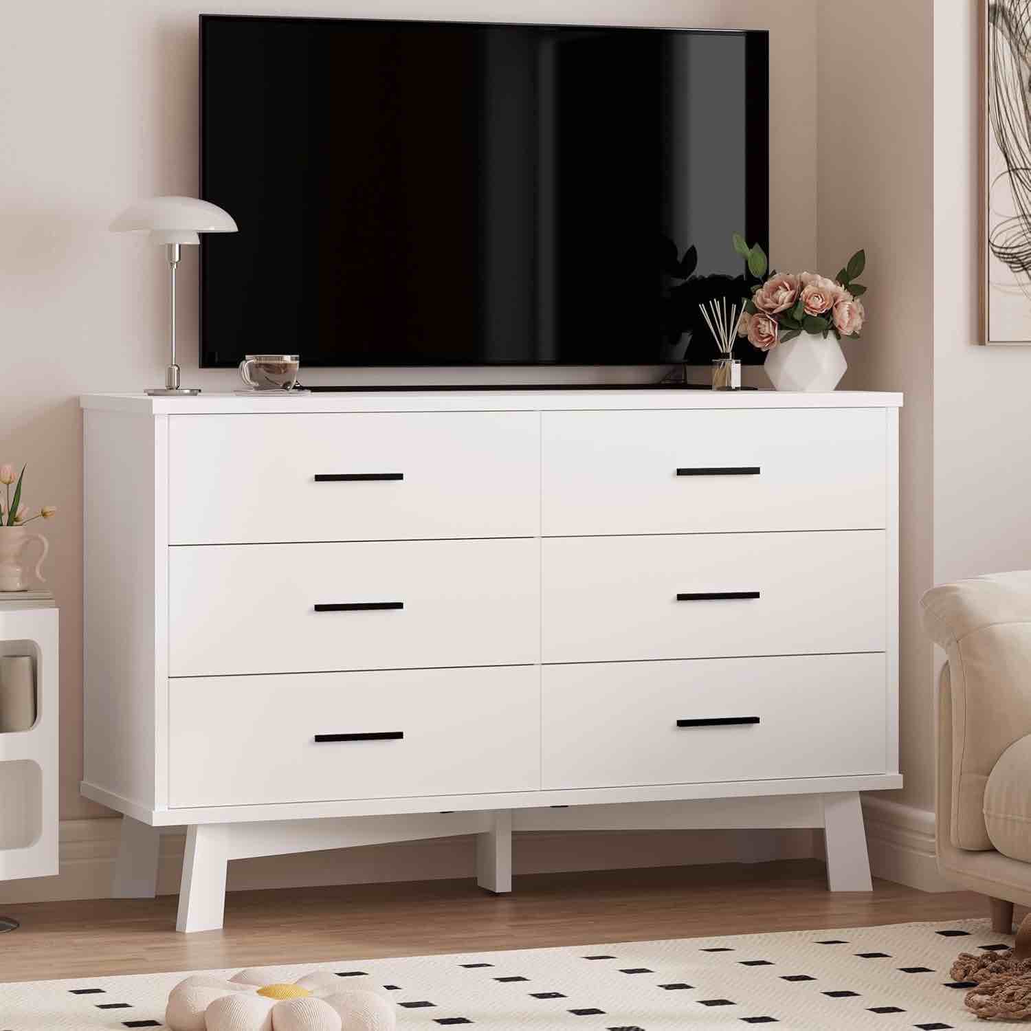 6 Drawer Dresser White HLG032-WH