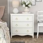 Farmhouse Fully-Assembled 3-Drawer Dresser Chest Cabinet with Bronze Metal Ring Handles, Vintage French Country Chest of Drawers, White