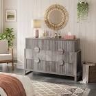 LGHM Fluted Dresser for Bedroom with 6 Drawers, Modern 6 Drawers Dressers with Semicylinder Fluted, Solid Chest of Drawers, 50" W Dresser with Bold Steel Frame, Metal Handles, Gray