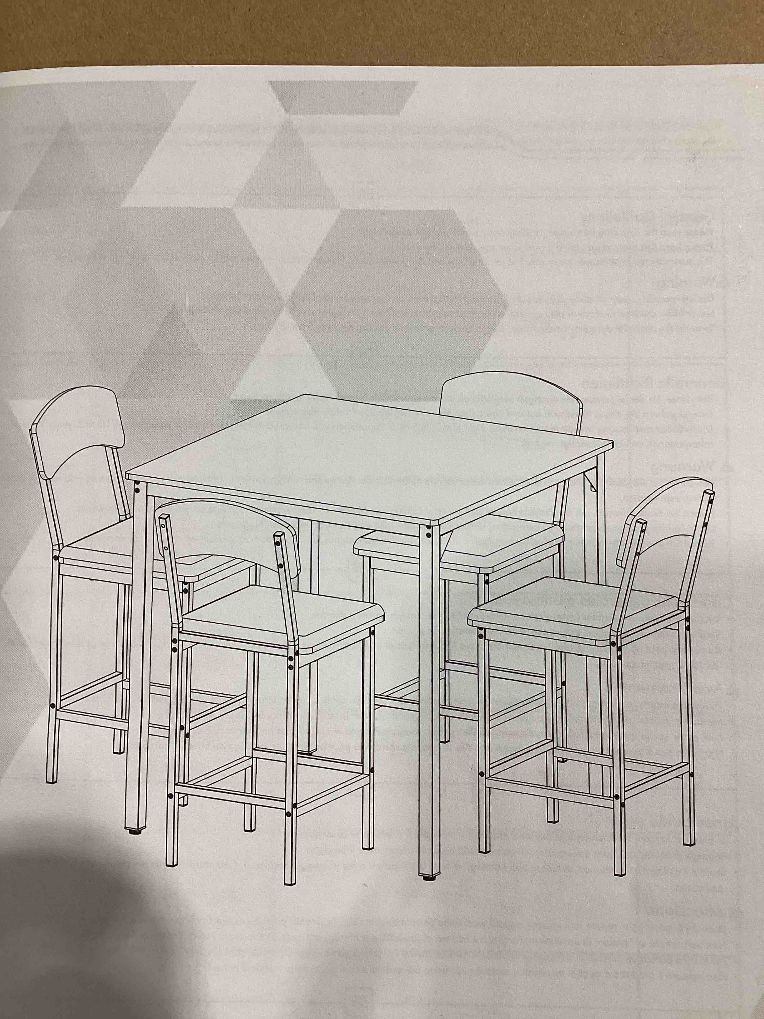 5 Piece Dining Table set With metal frame.