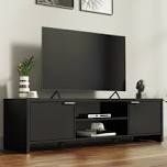 CFT012 - TV STAND with Cabinet Storage. Black. Box 1 of 2 Only