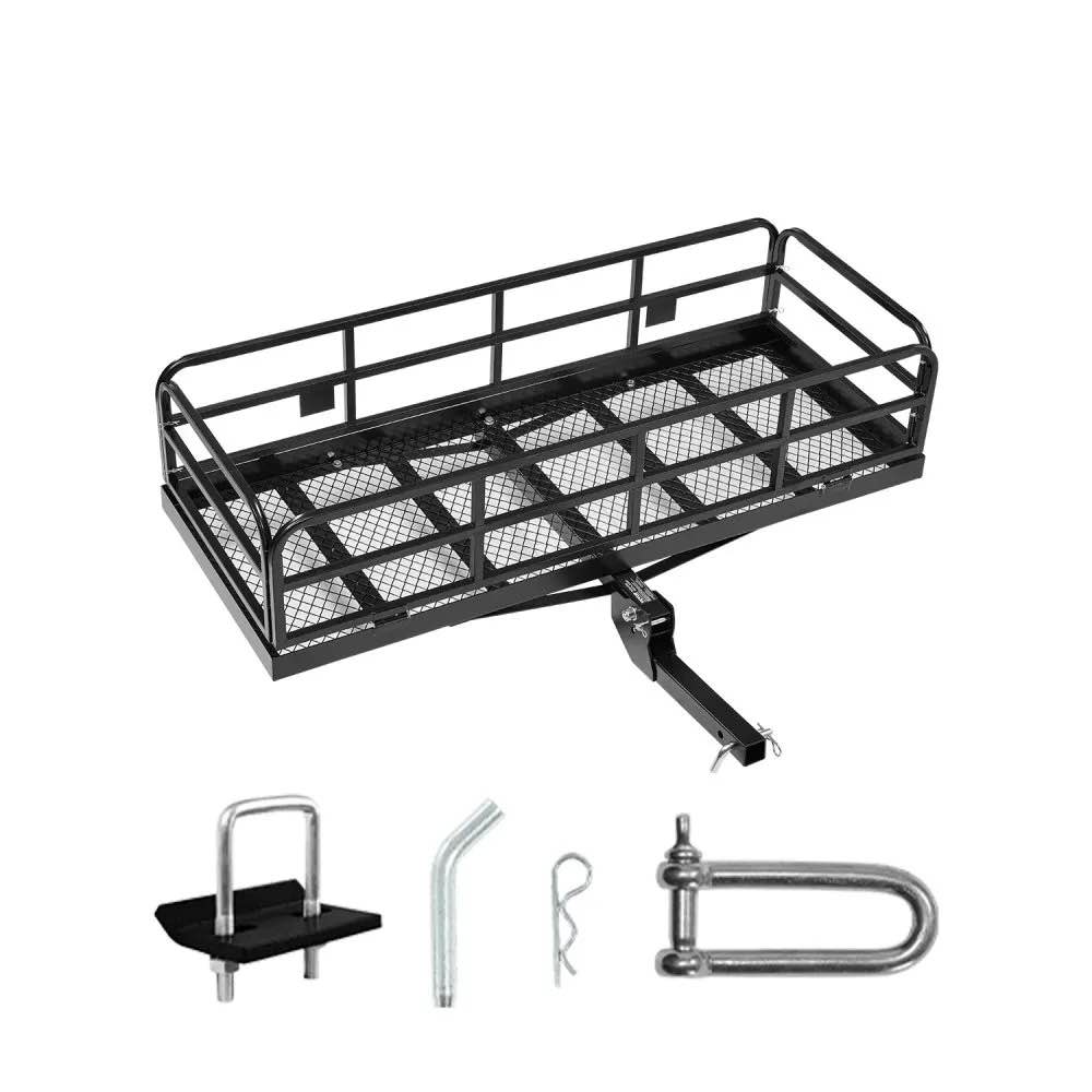 vevor 60" x 24" x 12” hitch cargo carrier, 500 lbs capacity hitch cargo carrier with anti-rattle hitch stabilizer, folding hitch mount cargo carrier with pins and latches, fit for suvs/pickup trucks