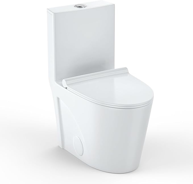 Elongated Toilet for Bathroom, One Piece Toilet with Soft Closing Seat,Comfort Height, Dual Tornado Flush