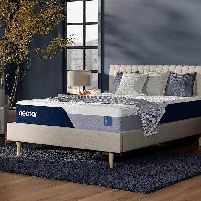 Nectar Classic 12° Queen Mattress - Medium Firm - Memory Foam - Back Pain Relief - Mattress in a Box - ACA End Mght Trial & 